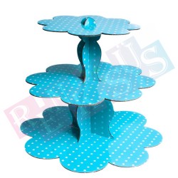 3 Katlı Karton Kek Standı Mavi Puantiyeli 3 Katlı Karton Kek Standı Mavi Puantiyeli
