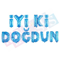 16" Folyo İyiki Doğdun Balon Mavi Puantiyeli 16" Folyo İyiki Doğdun Balon Mavi Puantiyeli