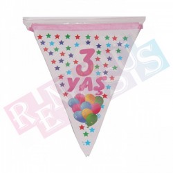 3 Yaş Pembe Bayrak Flama 3 Yaş Pembe Bayrak Flama