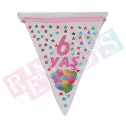 6 Yaş Pembe Bayrak Flama 6 Yaş Pembe Bayrak Flama