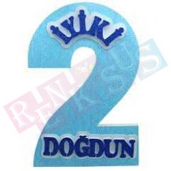 2 Yaş Mavi Strafor Kapı Süsü