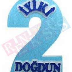 2 Yaş Mavi Strafor Kapı Süsü 2 Yaş Mavi Strafor Kapı Süsü