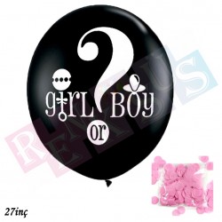 60cm Girl Boy Lateks Cinsiyet Belirleme Balonu Siyah Kız 60cm Girl Boy Lateks Cinsiyet Belirleme Balonu Siyah Kız