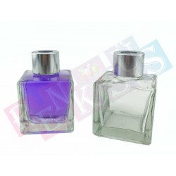 50 cc Kare Bambu Şişesi Gümüş Kapaklı