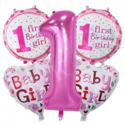 1 Yaş Folyo Pembe Balon Seti 5'li 1 Yaş Folyo Pembe Balon Seti 5'li