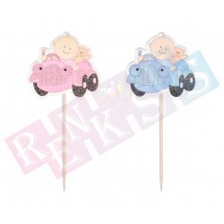 25'li Araba Şekilli Pasta Kürdanı Pembe