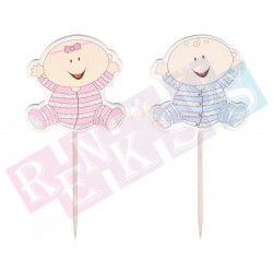 25'li Pijama Şekilli Pasta Kürdanı Pembe