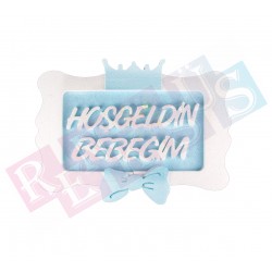 Mavi Hoşgeldin Bebeğim Strafor Kapı Süsü