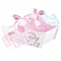 Dağıtma Sepeti Ahşap Saplı Pembe