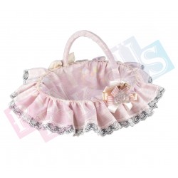 Dağıtma Sepeti Keten Taşlı Taş Pembe