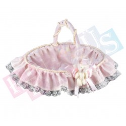 Dağıtma Sepeti Keten Ayıcıklı Pembe