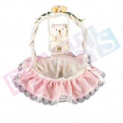 Dağıtma Sepeti Keten Salıncaklı Ayıcık Pembe Dağıtma Sepeti Keten Salıncaklı Ayıcık Pembe