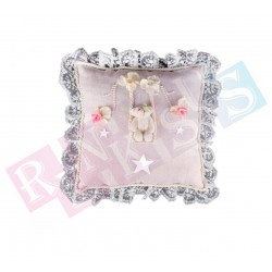 Takı Yastığı Keten Salıncaklı Ayıcık Pembe