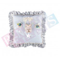 Takı Yastığı Keten Salıncaklı Ayıcık Mavi