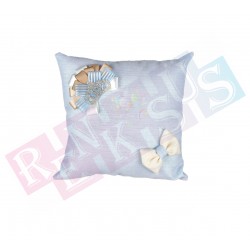 Takı Yastığı Keten Taşlı Taç Mavi