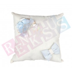 Takı Yastığı Keten Taşlı Taç Krem Mavi