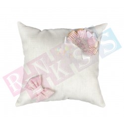 Takı Yastığı Keten Taşlı Taç Krem Pembe