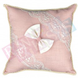 Takı Yastığı Keten Fiyonklu Pembe Takı Yastığı Keten Fiyonklu Pembe