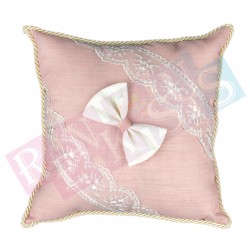 Takı Yastığı Keten Fiyonklu Pembe
