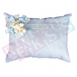 Takı Yastığı Keten Ayıcıklı Mavi