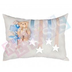 Takı Yastığı Keten Yıldız Ayıcıklı Mavi