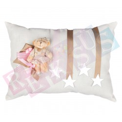 Takı Yastığı Keten Yıldız Ayıcıklı Pembe