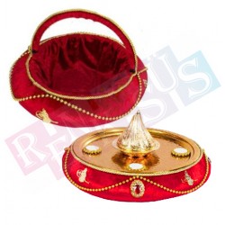 Kına Sepeti Osmanlı Motifli Kubbeli Kırmızı Gold
