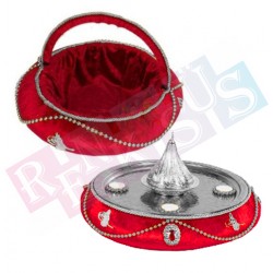 Kına Sepeti Osmanlı Motifli Kubbeli Kırmızı Gümüş