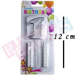 Rakam Mum Gümüş Plastik Bir Rakam Mum Gümüş Plastik Bir