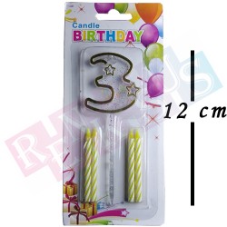 Rakam Mum Gold Plastik Üç Rakam Mum Gold Plastik Üç
