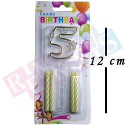 Rakam Mum Gold Plastik Beş Rakam Mum Gold Plastik Beş