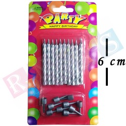 Çubuk Mum Gümüş 6 cm 10'lu Çubuk Mum Gümüş 6 cm 10'lu