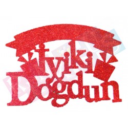 İyiki Doğdun Süs Simli Eva Kırmızı