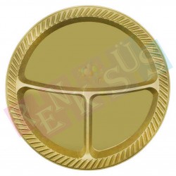 Plastik Tabak Gold 3 Bölmeli Plastik Tabak Gold 3 Bölmeli