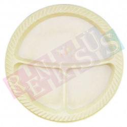 Plastik Tabak Krem 3 Bölmeli Plastik Tabak Krem 3 Bölmeli