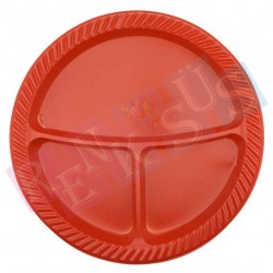 Plastik Tabak Kırmızı 3 Bölmeli Plastik Tabak Kırmızı 3 Bölmeli