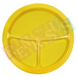Plastik Tabak Sarı 3 Bölmeli Plastik Tabak Sarı 3 Bölmeli