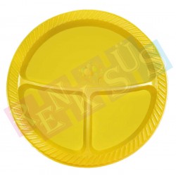 Plastik Tabak Sarı 3 Bölmeli