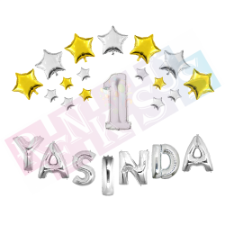 Yaşında Gümüş Folyo Balon Seti Yaşında Gümüş Folyo Balon Seti
