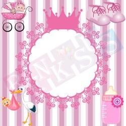 Puset ve Leylekli Çikolata Etiketi Pembe Puset ve Leylekli Çikolata Etiketi Pembe