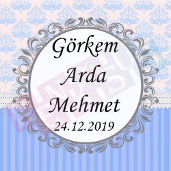 Gümüş Çerçeveli Çikolata Etiketi Mavi Gümüş Çerçeveli Çikolata Etiketi Mavi