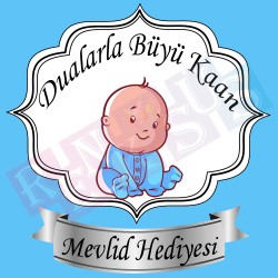 Mevlid Çikolata Etiketi Mavi Mevlid Çikolata Etiketi Mavi