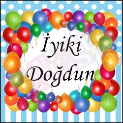 Balonlu Çikolata Etiketi Mavi Balonlu Çikolata Etiketi Mavi