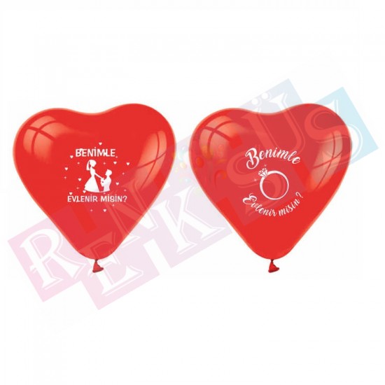 Balon Benimle Evlenirmisin Kalpli Kırmızı Paket