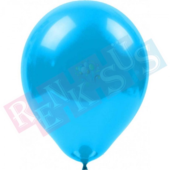 Metalik Mavi Balon (10'lu Paket) Metalik Balonlar