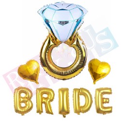 Bride Gold Folyo Balon Seti Yüzüklü & Kalpli Bride Gold Folyo Balon Seti Yüzüklü & Kalpli