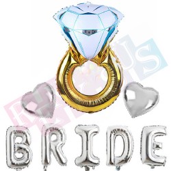 Bride Gümüş Folyo Balon Seti Yüzüklü & Kalpli Bride Gümüş Folyo Balon Seti Yüzüklü & Kalpli
