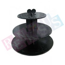 3 Katlı Karton Kek Standı Siyah