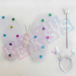 Kelebek Kanadı Yıldızlı Beyaz 3lü Set Kelebek Kanadı Yıldızlı Beyaz 3lü Set