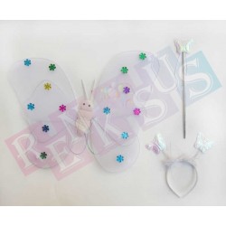 Kelebek Kanadı Yıldızlı Beyaz 3lü Set